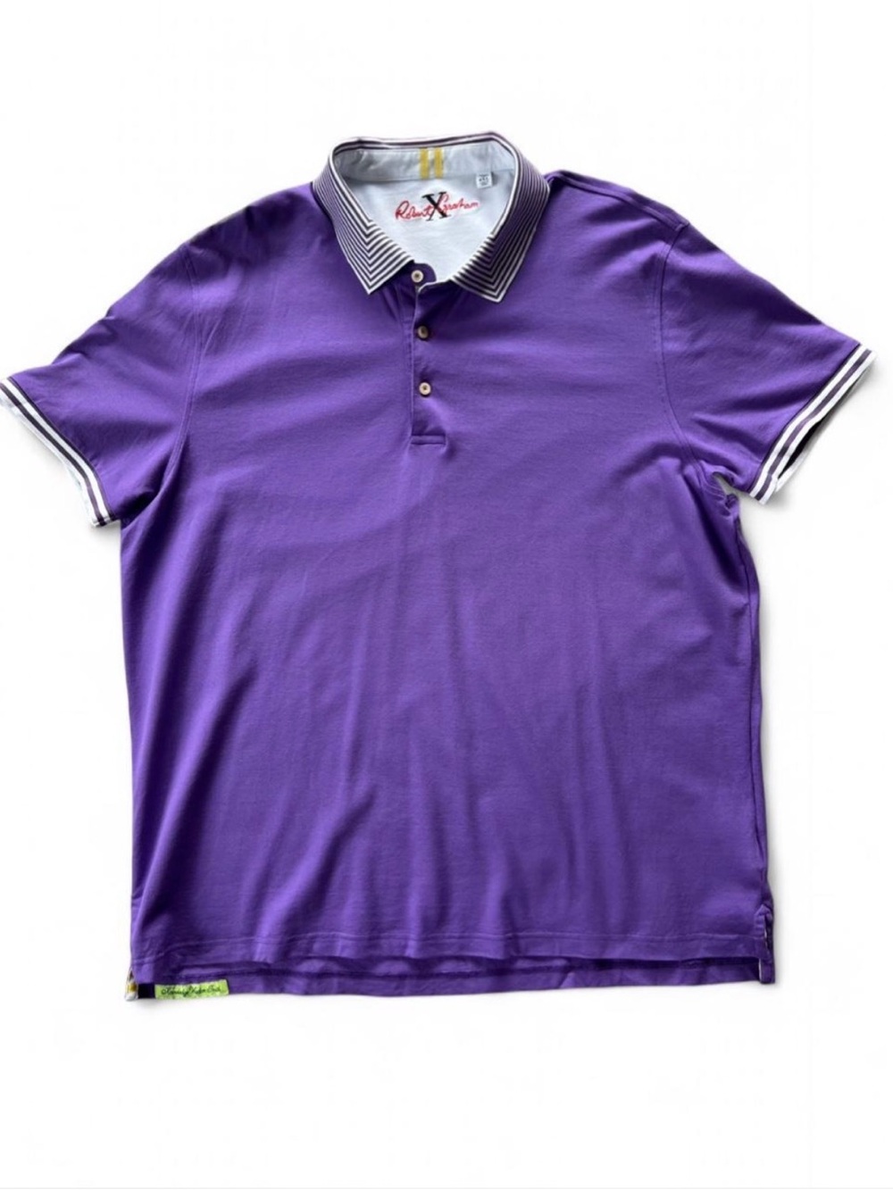 Robert Graham Men's Tailored Fit Polo Shirt Purple Size 4XL Cotton Blend